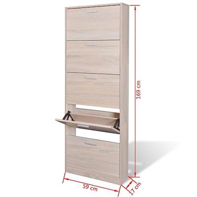 VidaXL Schoenenkast hout met 5 opbergvakken eiken-look VidaXL Schoenenkast hout met 5 opbergvakken eiken-look