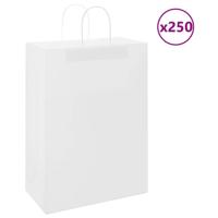 VidaXL Papieren zakken 250 st met hengsels 32x17x44 cm wit - thumbnail