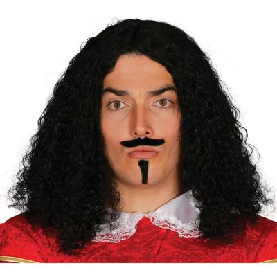 Middeleeuwse Strijder pruik met snor en sik