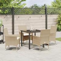 5-Delige Tuinset Met Kussens Beige Poly Rattan - thumbnail
