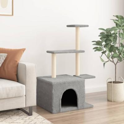 VidaXL Kattenmeubel met sisal krabpalen 110 cm lichtgrijs