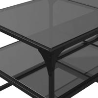 Salontafel met zwart glazen blad 98,5x50x45 cm staal - thumbnail