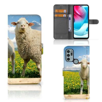 Motorola Moto G60s | Telefoonhoesje | Met pasjeshouder | Schaap en Lammetje Motorola Moto G60s | Telefoonhoesje | Met pasjeshouder | Schaap en Lammetje