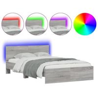 Bedframe met hoofdeinde en LED grijs sonoma eiken 140x190 cm - thumbnail