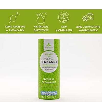 Ben & Anna Deodorant in papiertube - persian lime - 40 gram - thumbnail