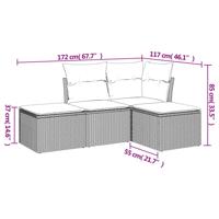 4-delige Loungeset met kussens poly rattan grijs - thumbnail