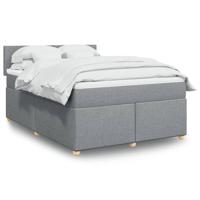 Boxspring met matras stof lichtgrijs 140x190 cm - thumbnail