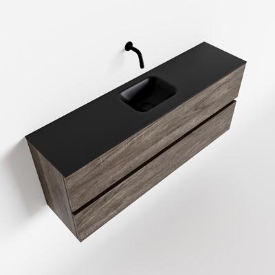 MONDIAZ ADA 120cm toiletmeubel dark brown. LEX wastafel urban midden zonder kraangat