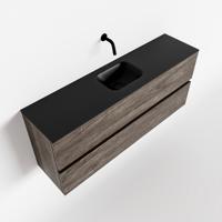 MONDIAZ ADA 120cm toiletmeubel dark brown. LEX wastafel urban midden zonder kraangat - thumbnail