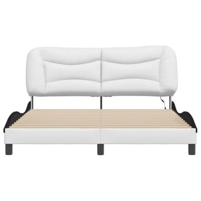 Bedframe met LED-verlichting kunstleer wit en zwart 160x200 cm