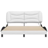 Bedframe met LED-verlichting kunstleer wit en zwart 160x200 cm - thumbnail