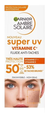 Garnier Ambre Solaire Super UV - Vitamine C* Anti-Pigmentvlekken Fluid SPF 50+ Garnier Ambre Solaire Super UV - Vitamine C* Anti-Pigmentvlekken Fluid SPF 50+