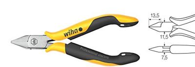 Wiha Zijkniptang Professional ESD brede, spitse kop zonder facet | 115mm/4 12" - 26821 - 26821 Wiha Zijkniptang Professional ESD brede, spitse kop zonder facet | 115mm/4 12" - 26821 - 26821
