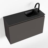MONDIAZ OLAN 80cm toiletmeubel dark grey. LEX wastafel urban rechts 1 kraangat - thumbnail