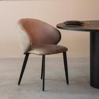 LABEL51 Eetkamerstoel Logan - Taupe - Micro Suede - Black Frame