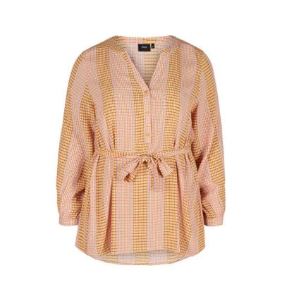 Zizzi top LEXI met all over print okergeel/roze/wit Zizzi top LEXI met all over print okergeel/roze/wit