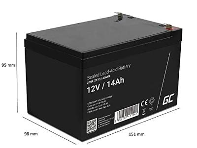 Green Cell Loodaccu 12 V 14 Ah Loodvlies (AGM) (b x h x d) 151 x 95 x 98 mm Kabelschoen 6.35 mm Cyclusbestendig, Onderhoudsvrij