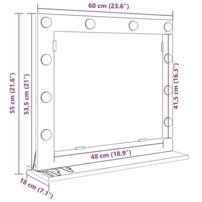 VidaXL Schmink spiegel rechthoekig sonoma eiken 60 x 55 x 18 cm