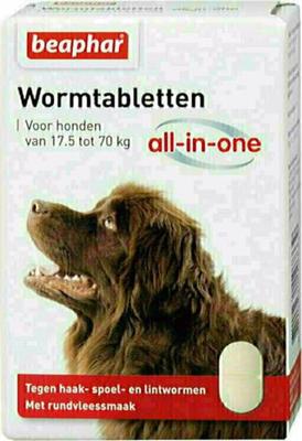 Beaphar Wormtabletten all-in-one Honden vanaf 17.5KG Beaphar Wormtabletten all-in-one Honden vanaf 17.5KG