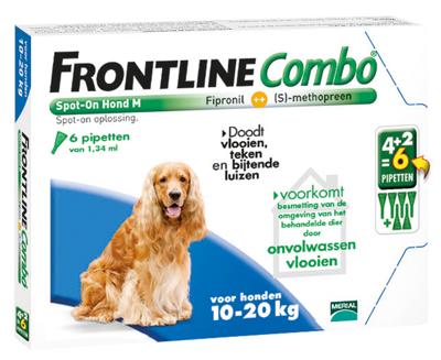 Frontline Combo Spot On 2 Hond Medium - Anti vlooien en tekenmiddel - 4+2 pip