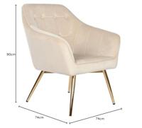 Armstoel DKD Home Decor Crème Gouden Metaal 74 x 74 x 90 cm - thumbnail