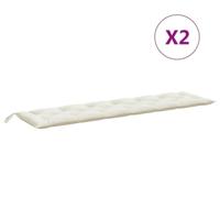 VidaXL Tuinbankkussens 2 st 200x50x7 cm stof gemêleerd crèmekleurig - thumbnail