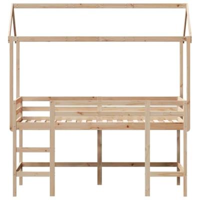 Halfhoogslaper met ladder en bedhuis grenenhout 80x200 cm
