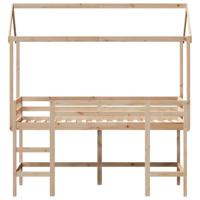 Halfhoogslaper met ladder en bedhuis grenenhout 80x200 cm - thumbnail