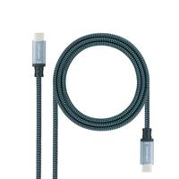 NANOCABLE 10.01.4102-COMB USB 3.1 Gen2 10 Gbit/s 5 A, 4 K/60 Hz, USB-C/M-USB-C/M, mesh, grijs/zwart, 2 m - thumbnail