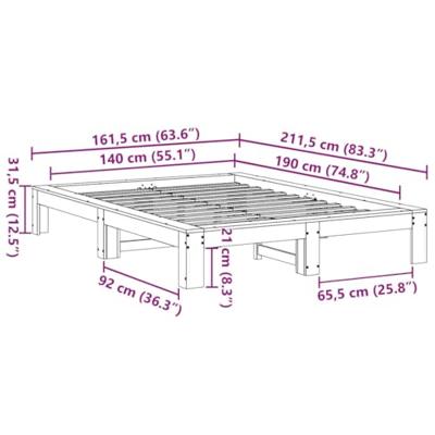 Bed met matras massief grenenhout wasbruin 140x190 cm