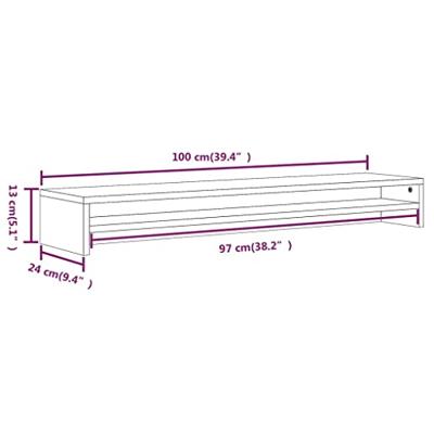 VidaXL Monitorstandaard 100x24x13 cm bewerkt hout gerookt eikenkleurig - thumbnail