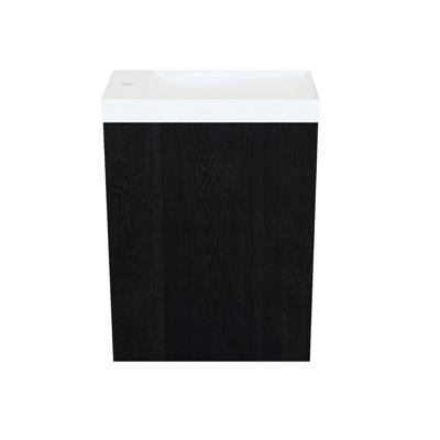 Fonteinkast Black Oak Arcqua Luna 40x55x28 cm Incl. Fontein Glans Wit Zonder Overloop