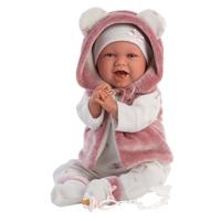 Babypop Mimi Lachebekje Roze vestje met capuchon - 42 cm - thumbnail