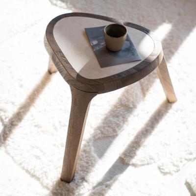 Eleonora Organische Bijzettafel 'Fred' Marmer en mangohout, 38 x 45cm