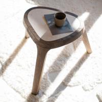 Eleonora Organische Bijzettafel 'Fred' Marmer en mangohout, 38 x 45cm - thumbnail