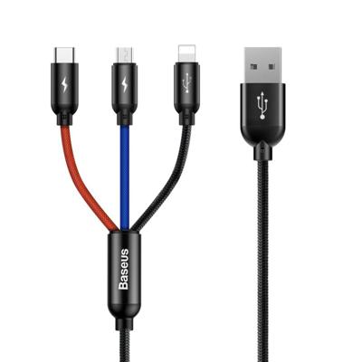 BASEUS Colorfone CAMLT-BSY01 USB-kabel 1,2 m USB A 3 x USB C Zwart, Rood, Blauw