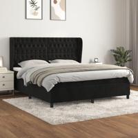 Boxspring met matras fluweel zwart 180x200 cm - thumbnail