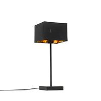 QAZQA Moderne tafellamp zwart stoffen kap zwart met goud - VT 1 - thumbnail