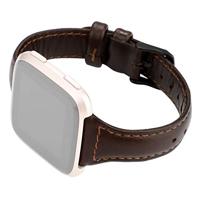 Fitbit Versa 1 / 2 & Lite Lederen bandje - Donkerbruin - thumbnail