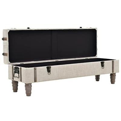 VidaXL Opbergbankje 111x34x37 cm massief hout en staal VidaXL Opbergbankje 111x34x37 cm massief hout en staal