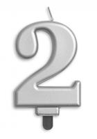 Kaars 2 jaar zilverkleurig luxe - thumbnail