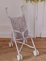 Rieten kinderwagen voor pop ecru - thumbnail
