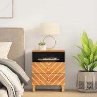 Nachtkastje 50x33x60 cm massief mangohout bruin en zwart - thumbnail