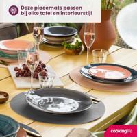 Cookinglife Placemats - Dubbelzijdig - Vegan leer - Grijs / Roze ø 38 cm - 6 Stuks - thumbnail