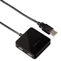 Hama 12131 USB-hub 2.0 (aansluiting van maximaal 4 USB-apparaten, geschikt voor USB 2.0, achterwaarts compatibel, stroomvoorziening via USB-aansluiting) zwart Single zwart - thumbnail