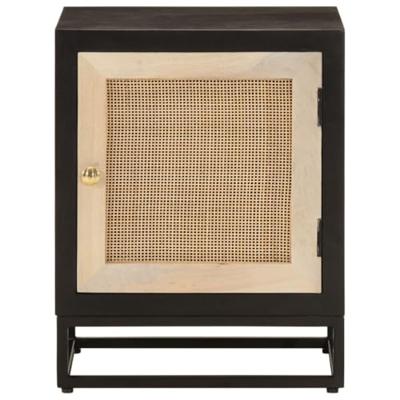 Nachtkastje 40x30x50 cm massief mangohout en ijzer zwart