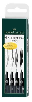 Faber Castell Tekenstift Pitt Artist Pen - 4-delig etui- zwart