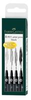 Faber Castell Tekenstift Pitt Artist Pen - 4-delig etui- zwart - thumbnail