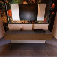 Badkamermeubelset Mondiaz Erin 200 cm met 2 Lades met RIDGE Wastafel Rechts Urban met 1 kraangat Greeploos Mat Rust - thumbnail