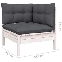 10-delige Loungeset met kussens grenenhout wit - thumbnail